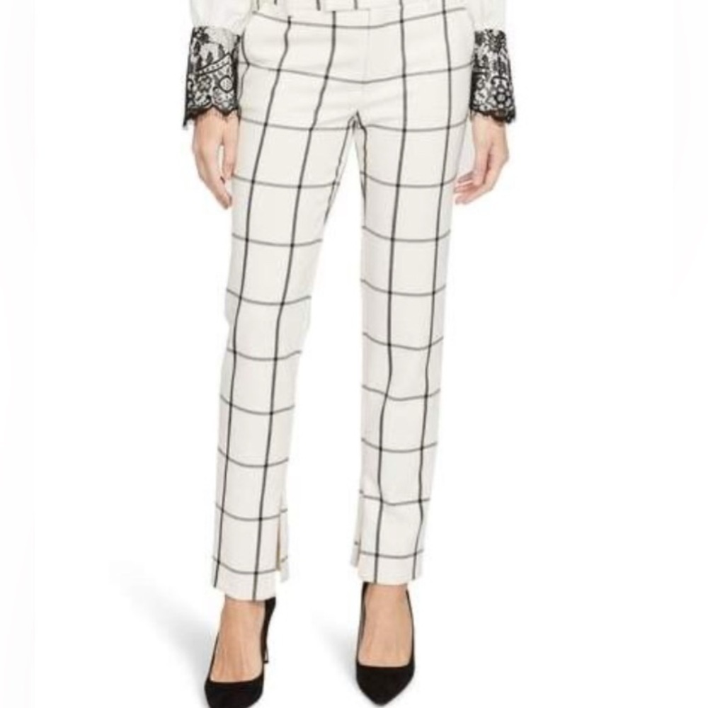 RACHEL ROY COLLECTION Grid Pattern Skinny Pants 18W Crème/Black